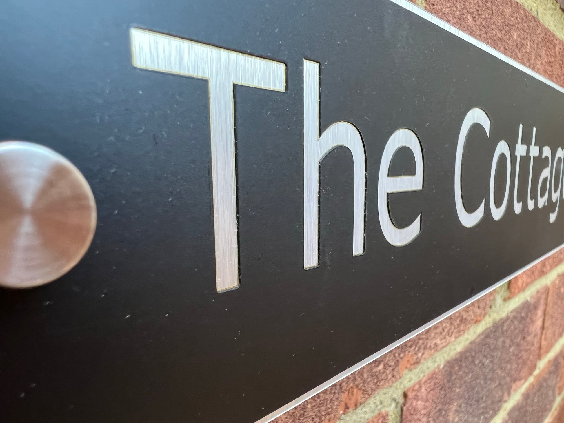 28cm x 7cm Aluminium House Sign with Stand-Off Wall Mounts or Hidden Fixings