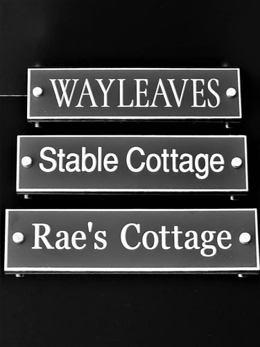 Black Aluminium House Sign with Silver Lettering in Various Sizes