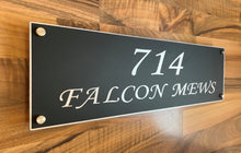 Black Aluminium House Sign with Silver Lettering 50cm x 15cm