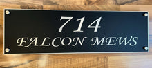 Black Aluminium House Sign with Silver Lettering 50cm x 15cm