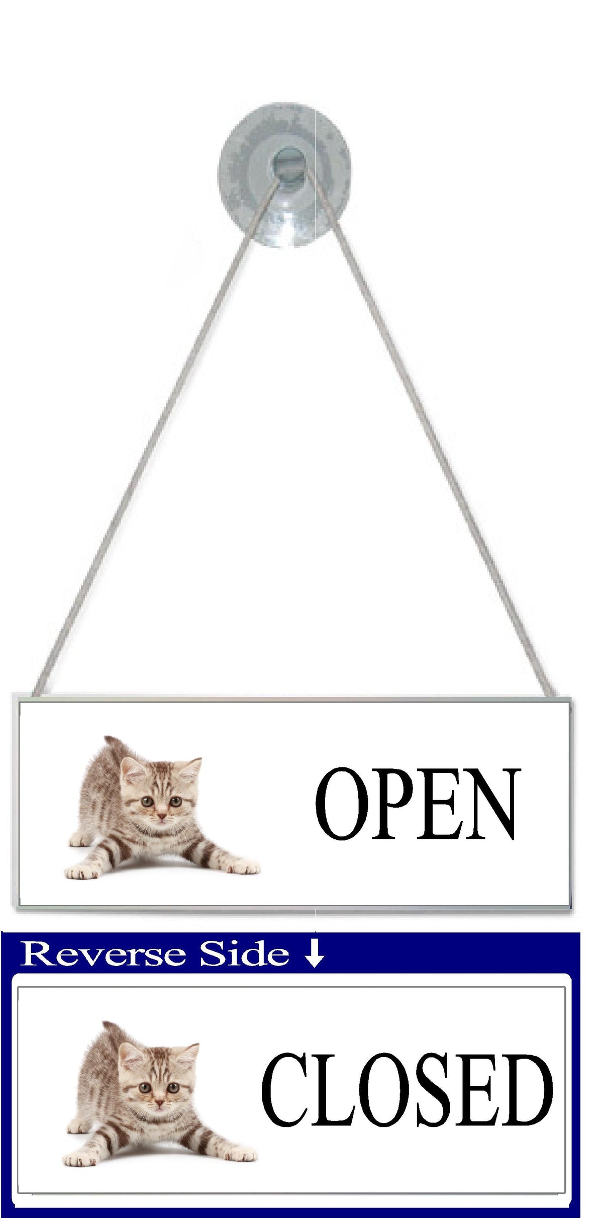 Open and closed kitten hanging sign for pet shops, groomers and veterinary practices