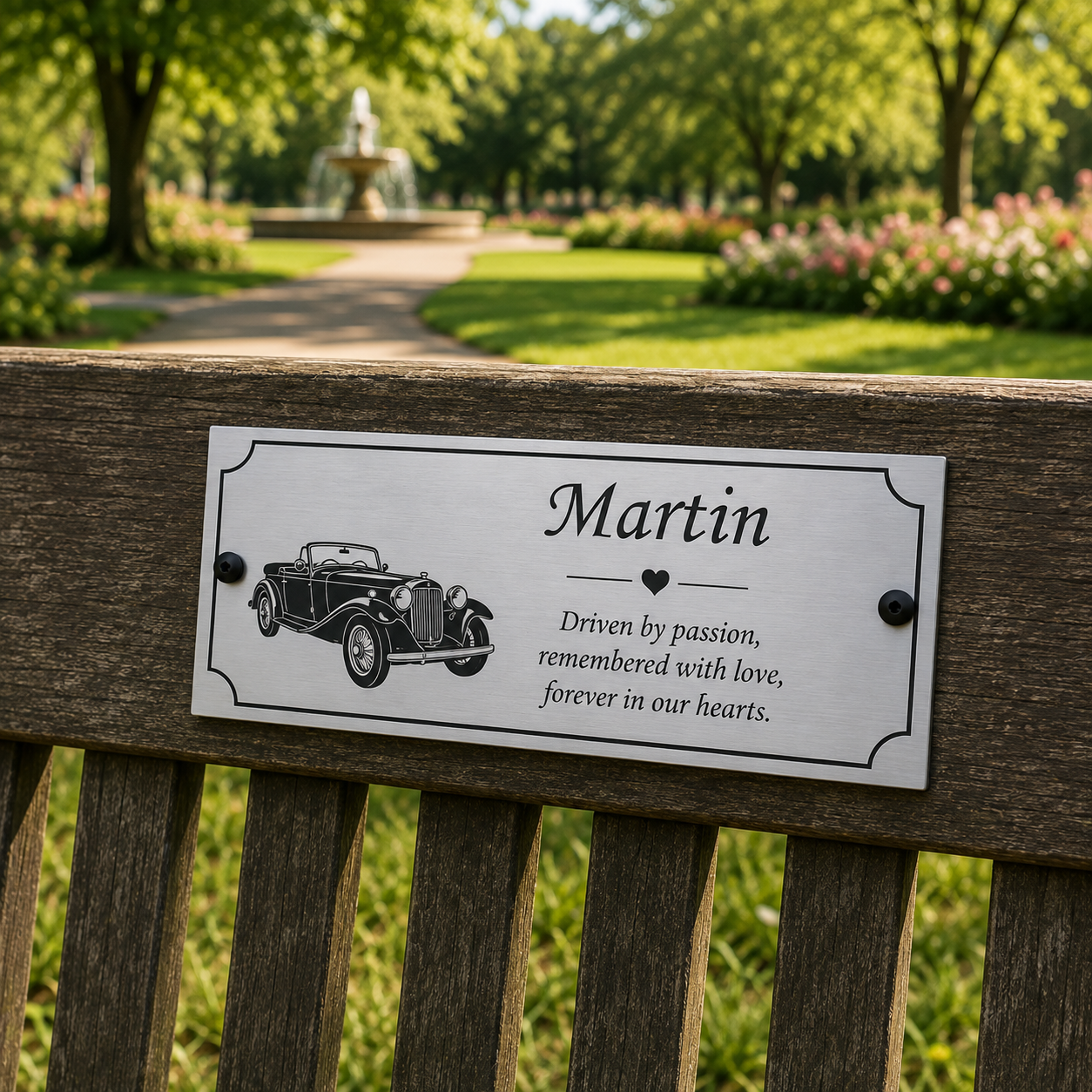 Personalised 16cm x 8cm replacement memorial plaque for wooden cross, grave marker or memorial bench with name, dates and remembrance wording