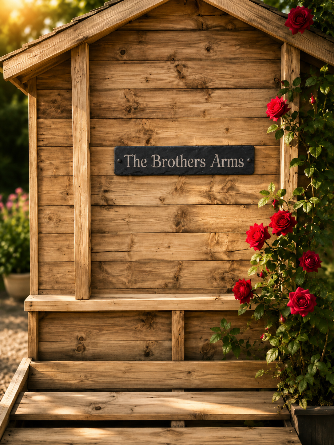 Personalised natural slate driveway entrance sign featuring a laser etched house name, handcrafted from genuine slate with traditional riven edges for gate pillars, entrance walls and residential driveways.
