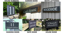 Collage of various house signs with different text and styles.