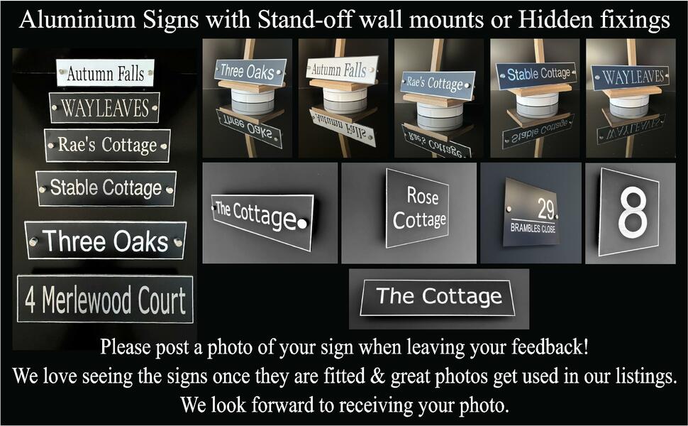 Red Aluminium House Sign with Black Lettering in Various Sizes