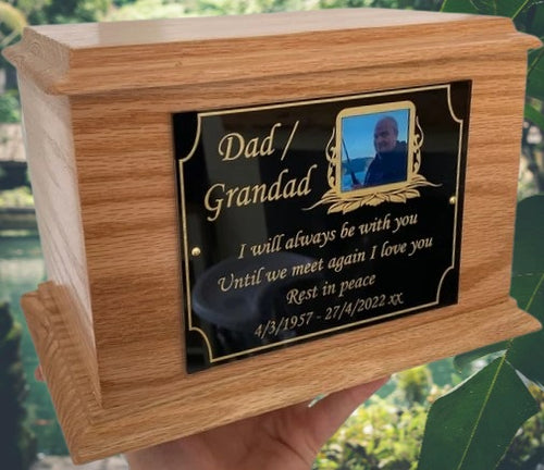 Oak Wood Cremation Ashes Urn Adult Size