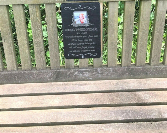 Personalised Large Memorial Grave Plaque with verse & photo 