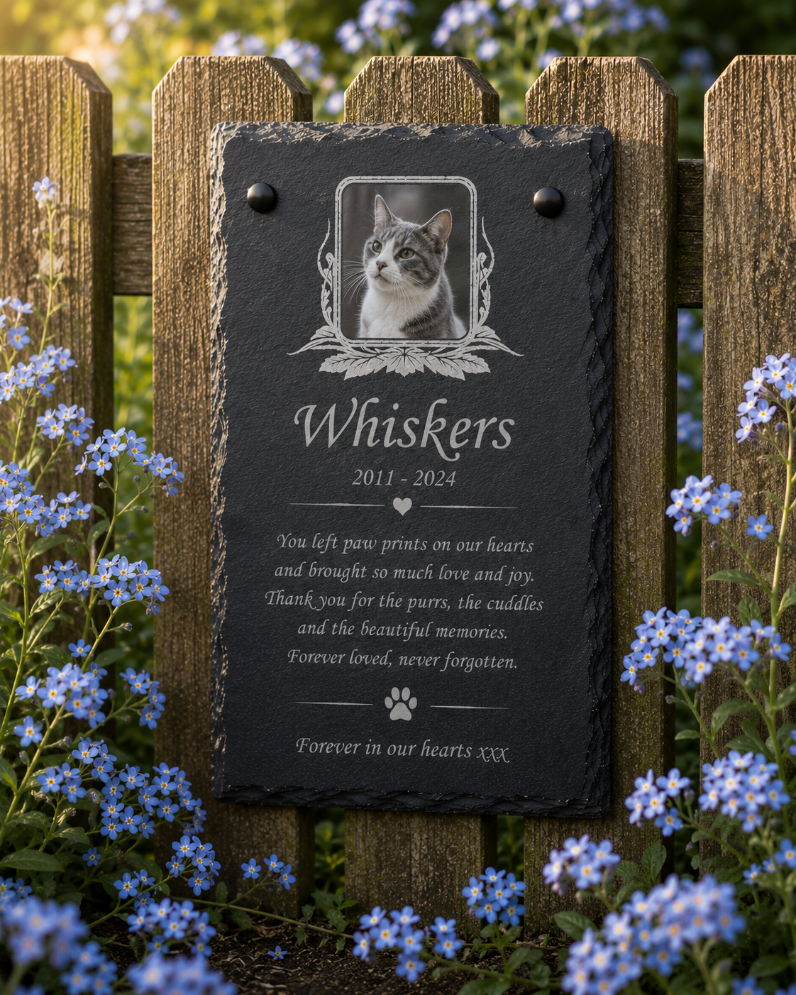 Personalised rabbit and guinea pig photo memorial plaque and grave marker for hamsters, birds, parrots, budgies, reptiles and tortoises