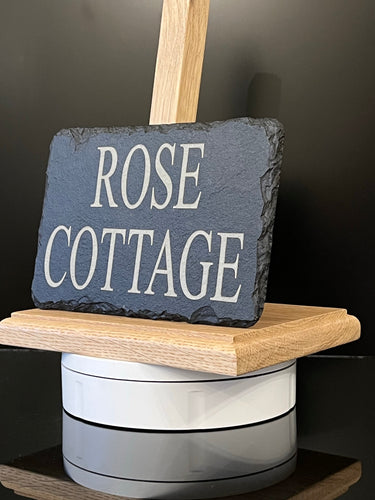 Riven Slate House Name Plaques 18cm x 12cm Personalised Door Sign with any custom details for your home or to give as a gift. This house number plate looks modern on a wall or gate, outside or inside