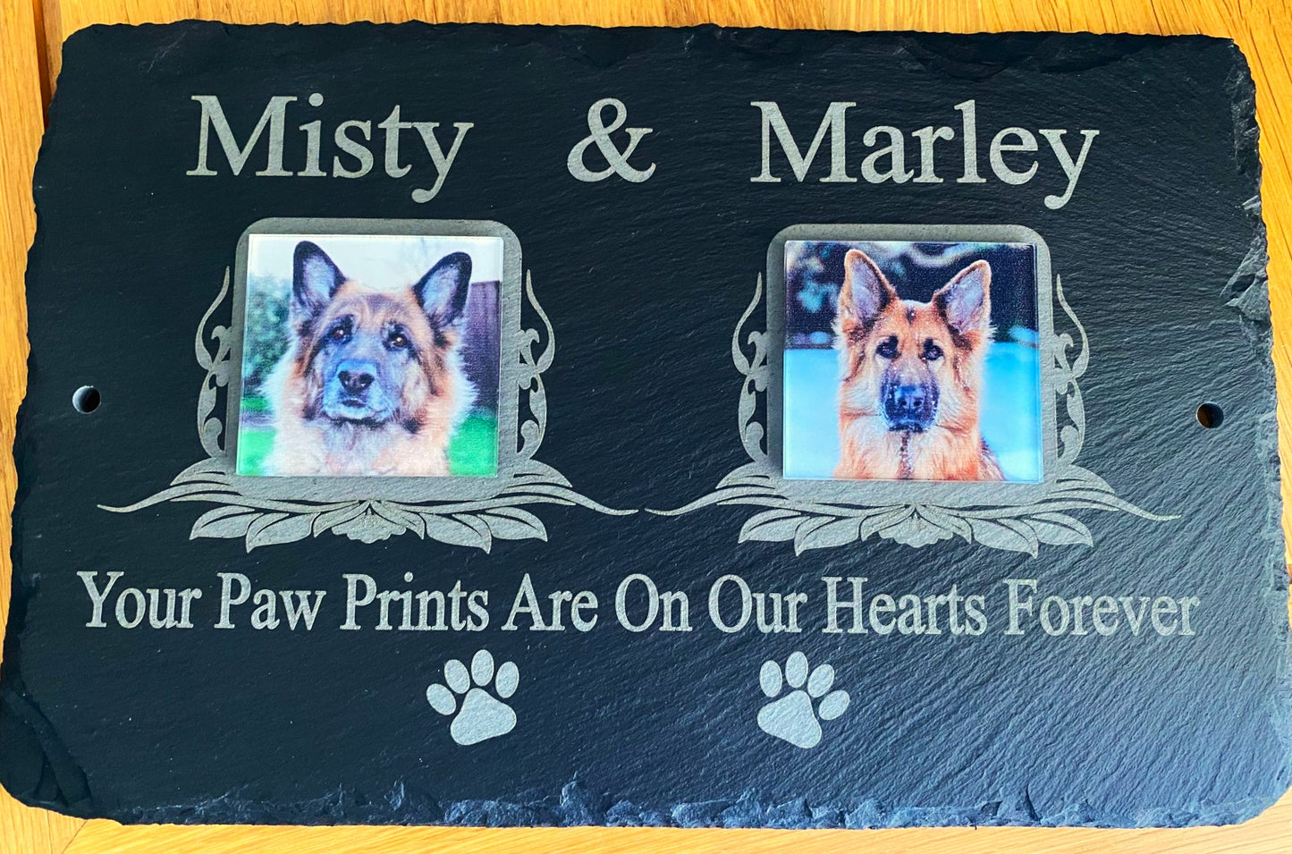 pet dog photo memorial 2 names 