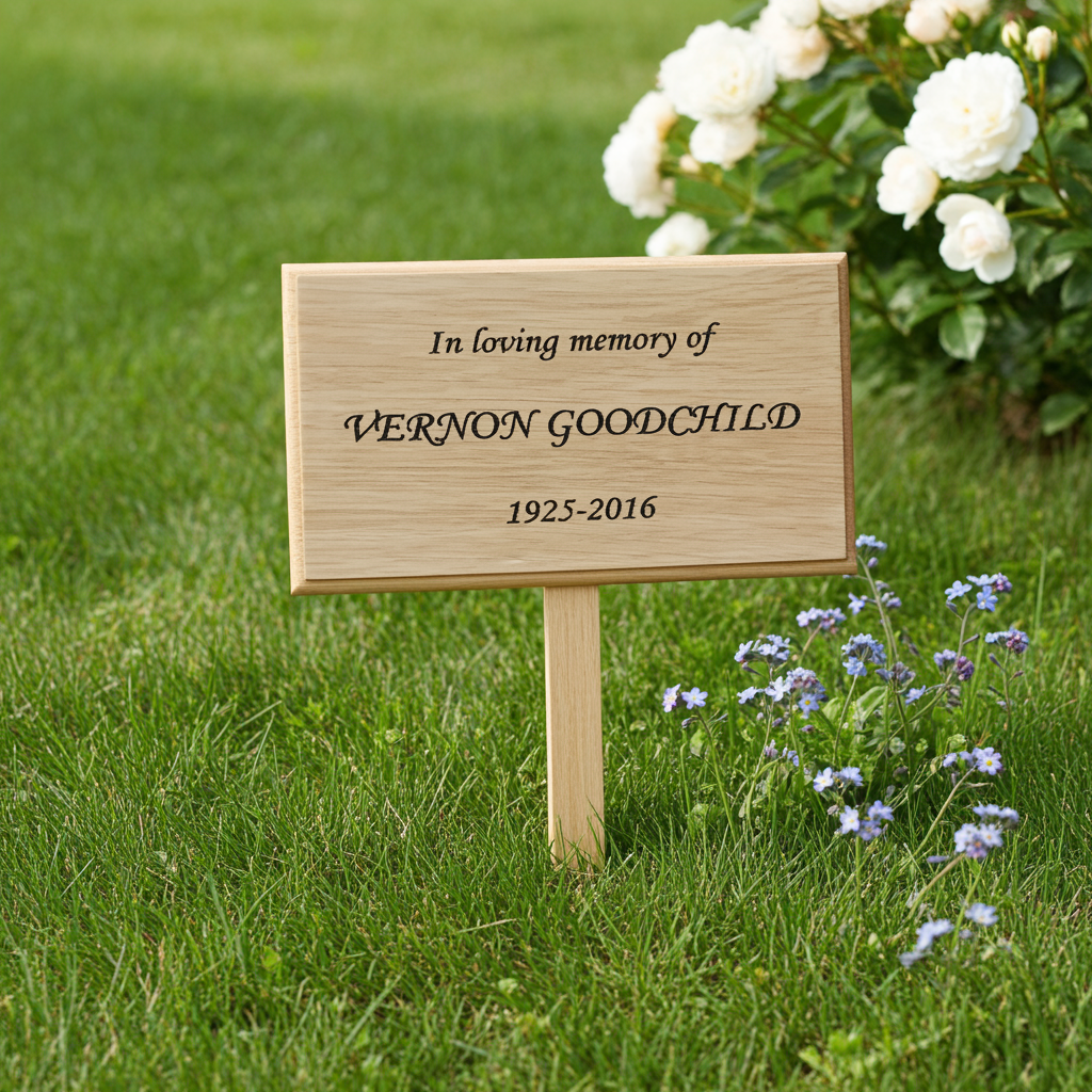 Natural Oak Memorial Funeral Grave Marker & Stake Personalised – 1st 4 ...
