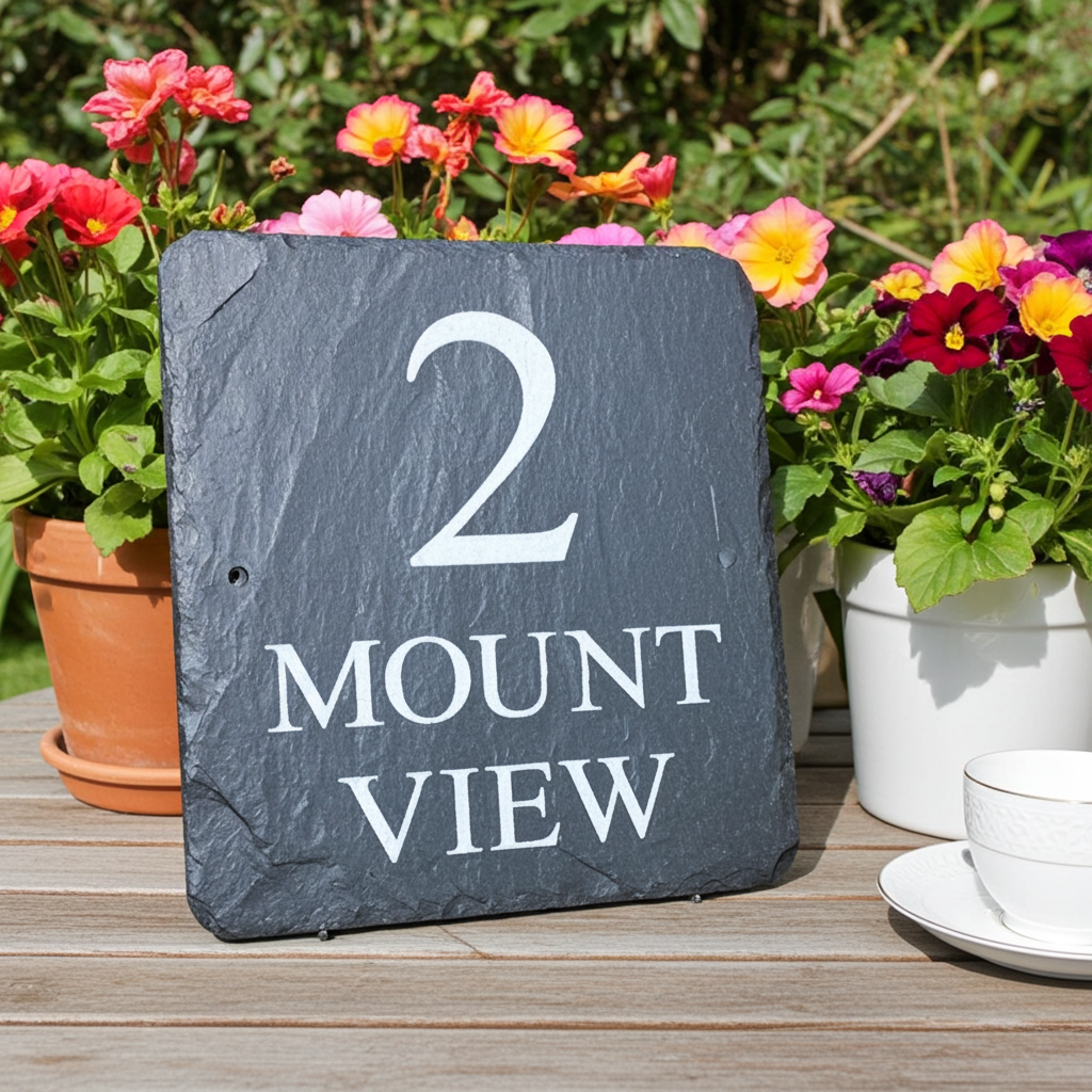 Slate House Number Sign – 20cm x 20cm