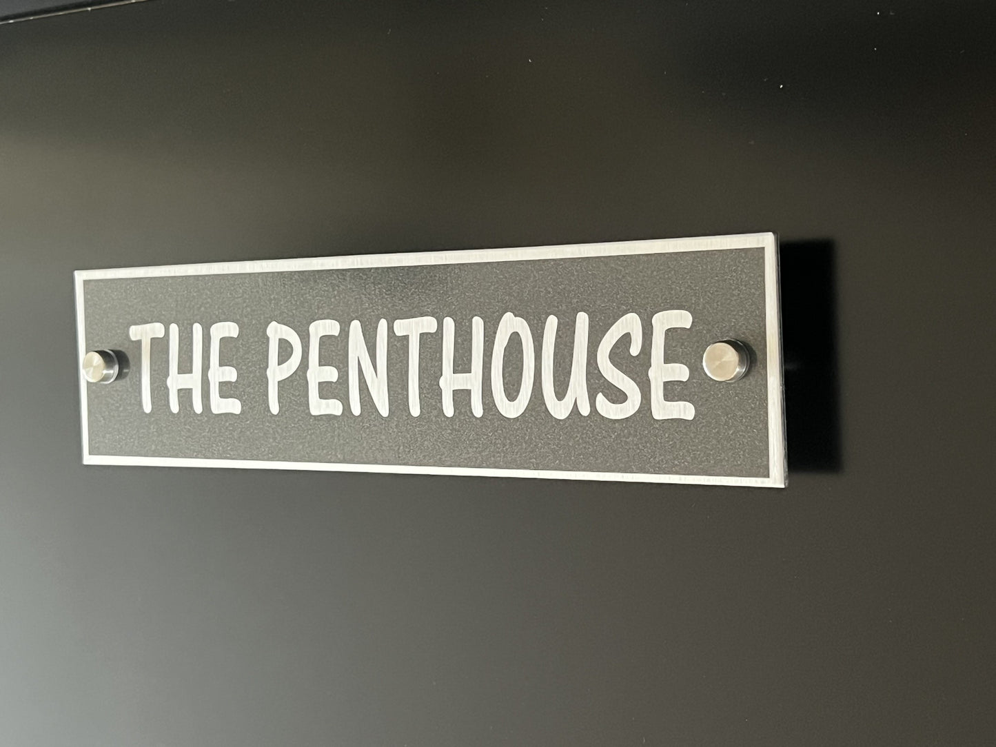 Graphite Grey Aluminium House Sign with Silver Lettering in Various Sizes
