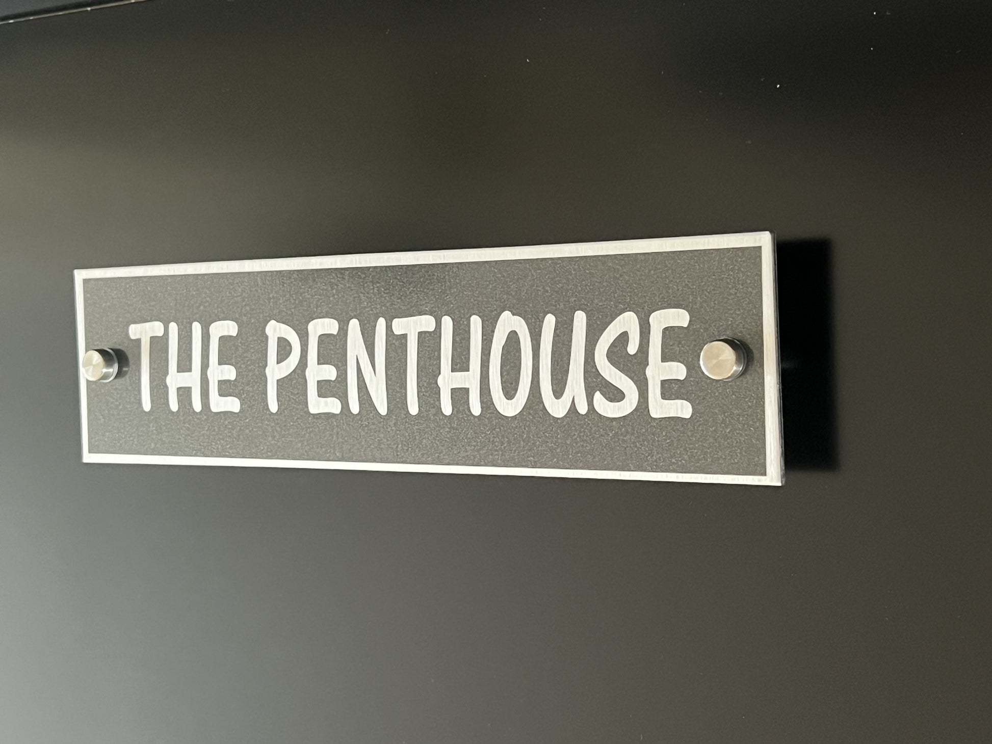 Graphite Grey Aluminium House Sign with Silver Lettering in Various Sizes