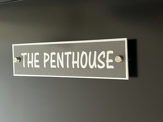 Graphite Grey Aluminium House Sign with Silver Lettering in Various Sizes