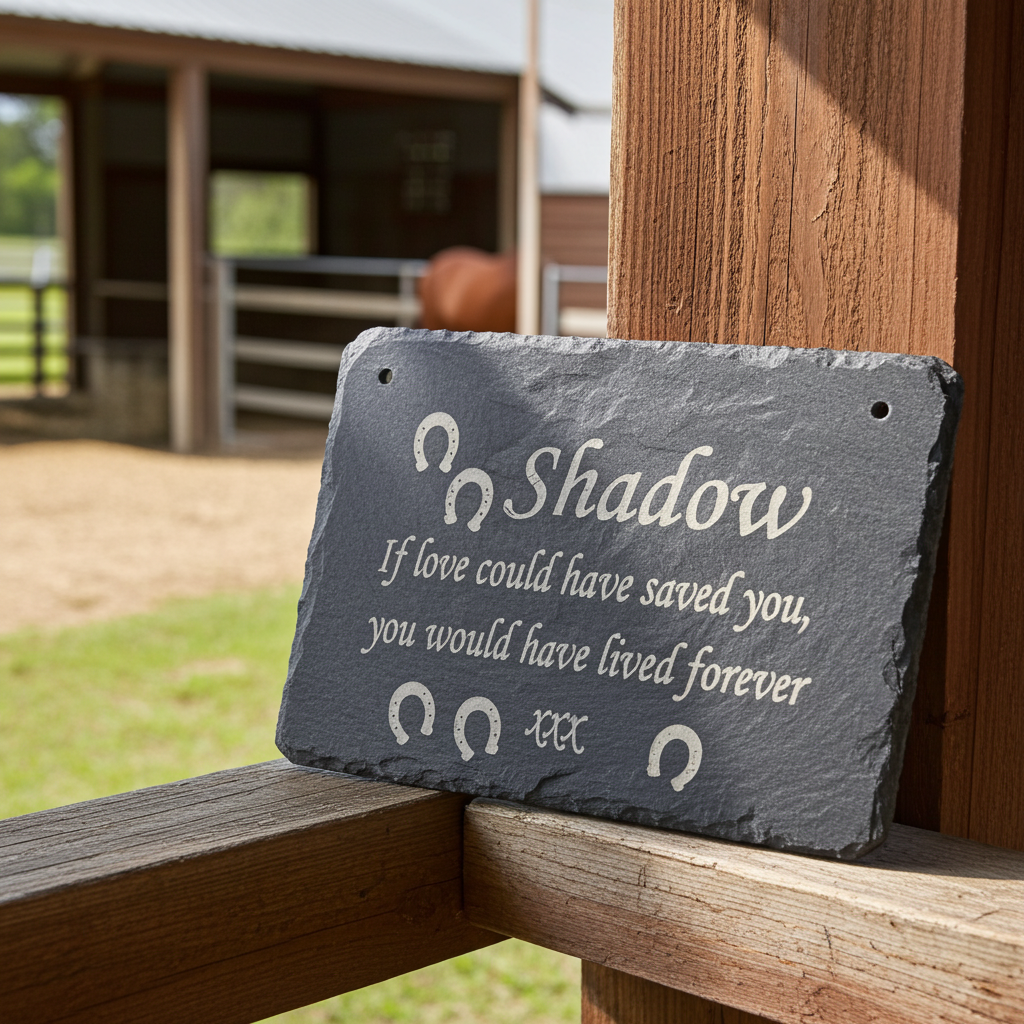 plaque grave marker stable sign for horse