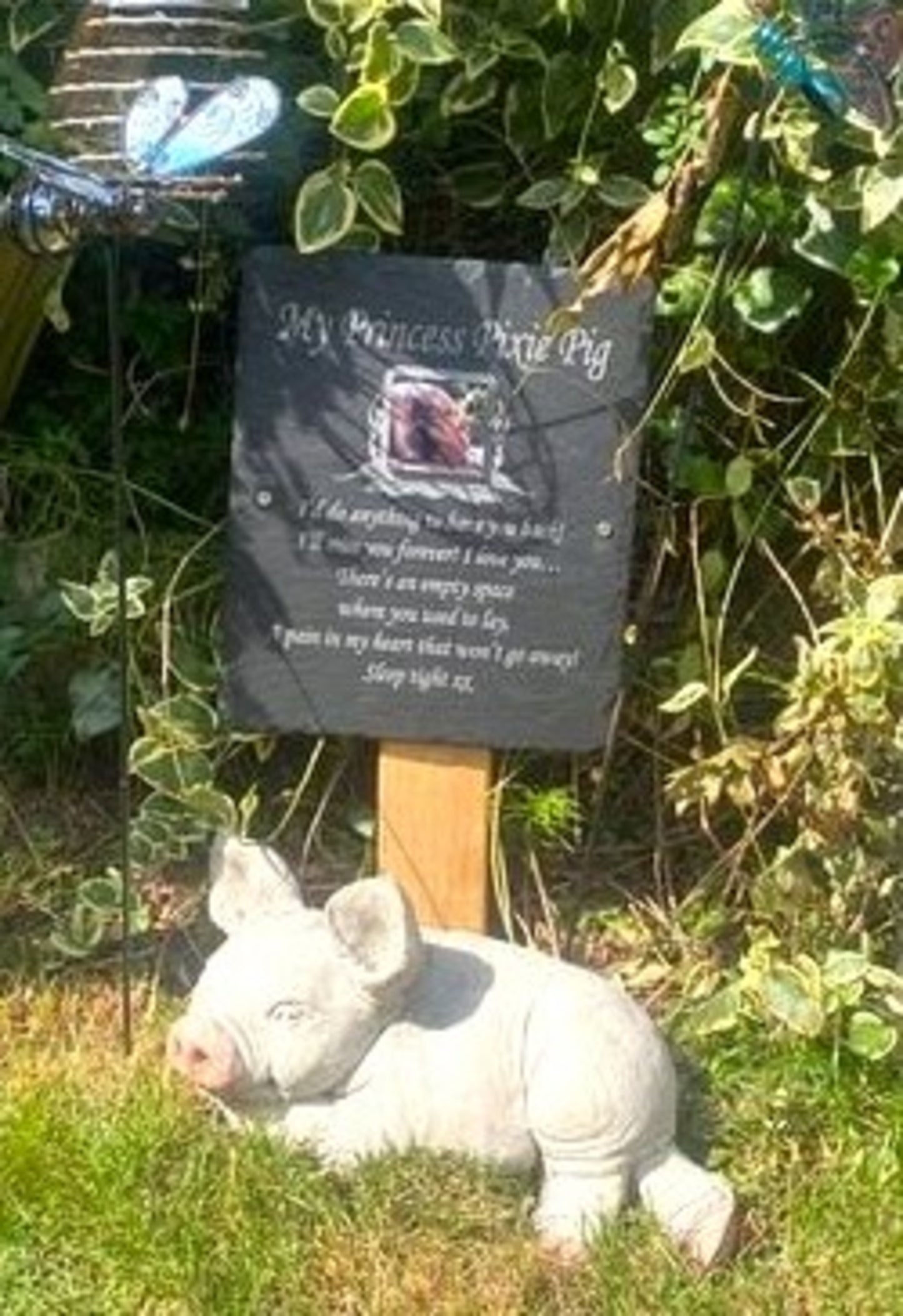 Personalised rabbit and guinea pig photo memorial plaque and grave marker for hamsters, birds, parrots, budgies, reptiles and tortoises
