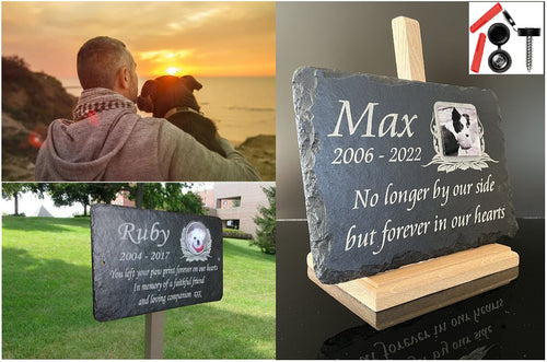 Dog memorial plaque with photo