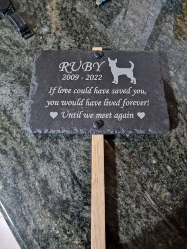 Slate memorial sign plaque - personalised for Dog, Cat, Bird or Rabbit: Choose your silhouette picture.