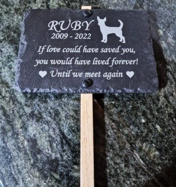 Dog Memorial Slate Plaque - Personalised for loved one Chihuahua
