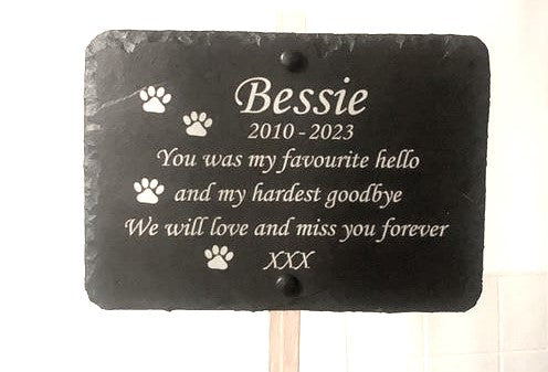 Slate memorial sign plaque - personalised for Dog, Cat, Bird or Rabbit: Choose your silhouette picture.