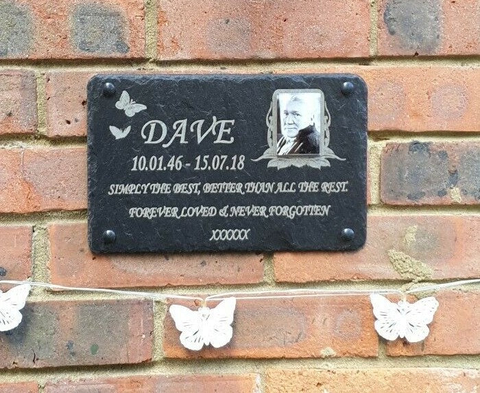 Beautiful Grave Memorial Slate Photo Plaque - Personalised for your loved one