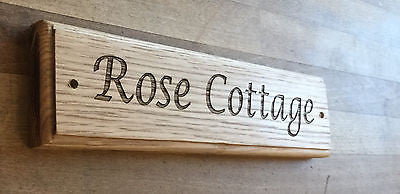 30cm x 10cm Wooden Natural Oak House Door or Gate Sign Approx inches 12" x 4"