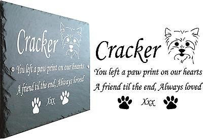 Pet Dog Memorial Slate Plaque, Personalised for your Yorkshire Terrier