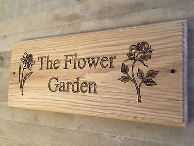 35cm x 14cm Natural Oak House Door or Gate Sign ANY MESSAGE - ANY NAME Approx inches 14" x 5.5"