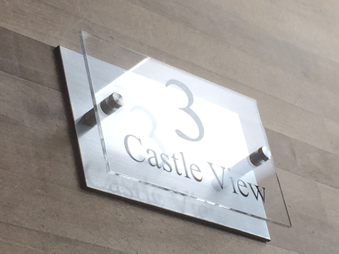 25cm x 15cm Acrylic & Aluminium Modern House Sign Door Number Street Name Plaque
