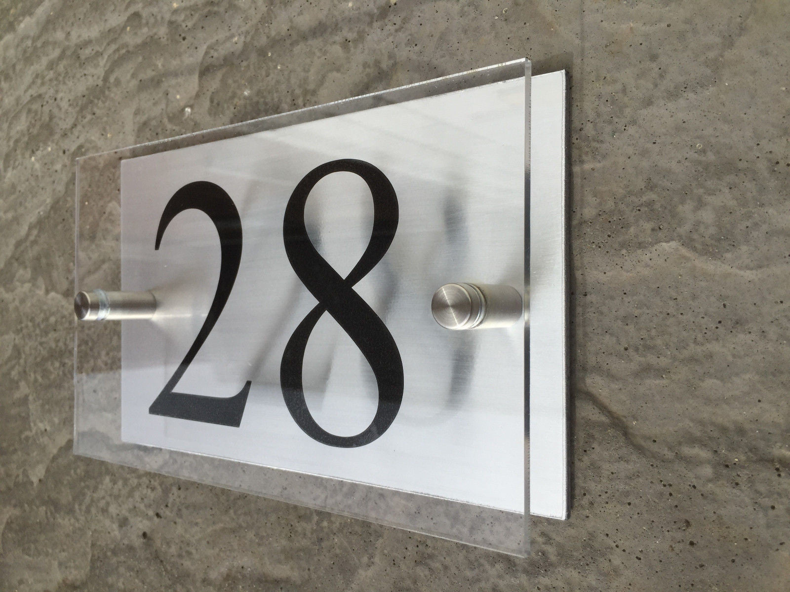 25cm x 15cm Acrylic & Aluminium Modern House Sign Door Number Street Name Plaque