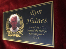 outdoor cemetary grave marker burial ground cross Wooden Memorial Cross Solid Oak Grave Marker & Personalised Photo Plaque