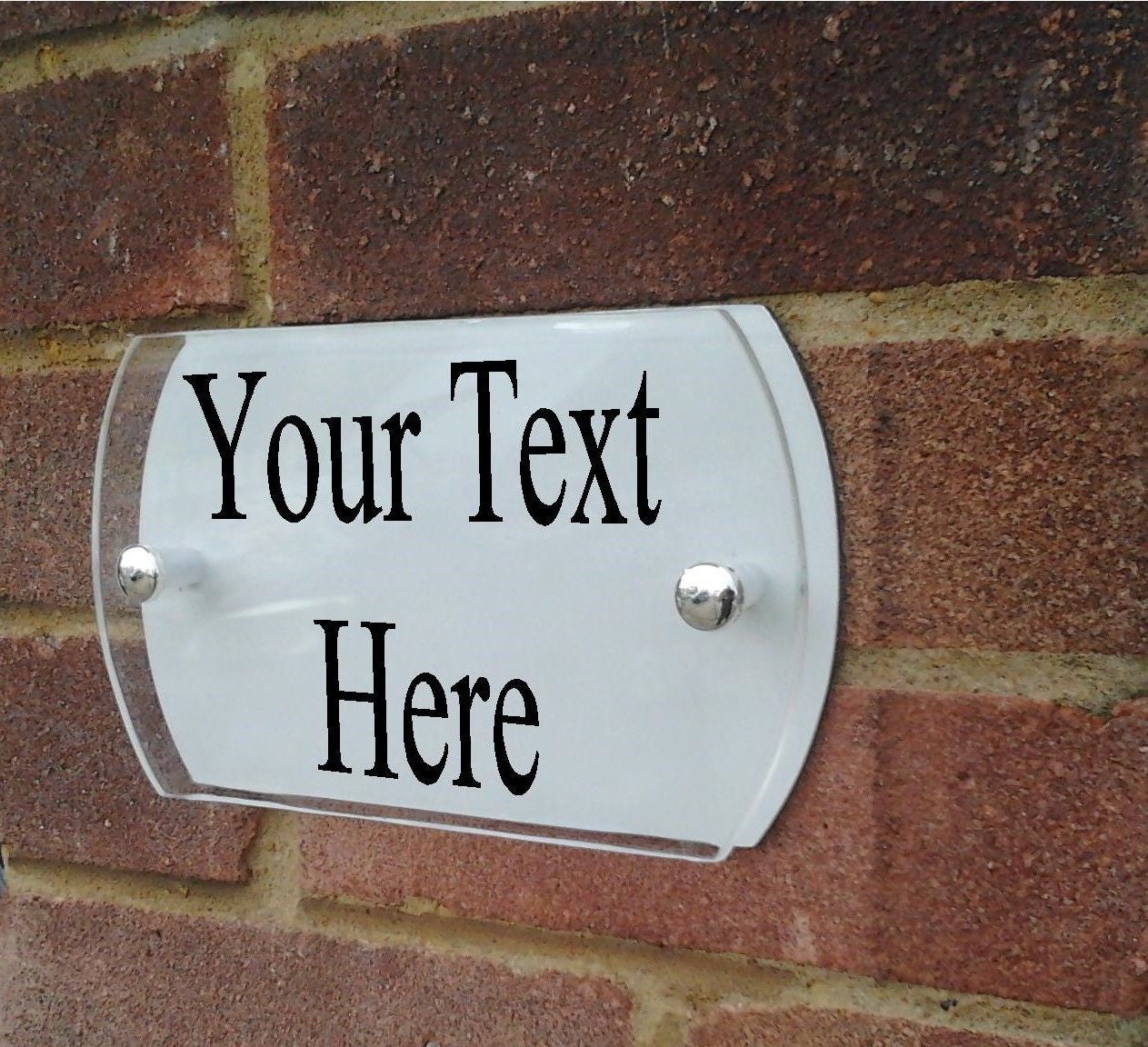 20cm x 12cm MODERN ACRYLIC & ALUMINIUM HOUSE SIGN PLAQUE DOOR NUMBER with Curved Edges Approx inches 8" x 5"