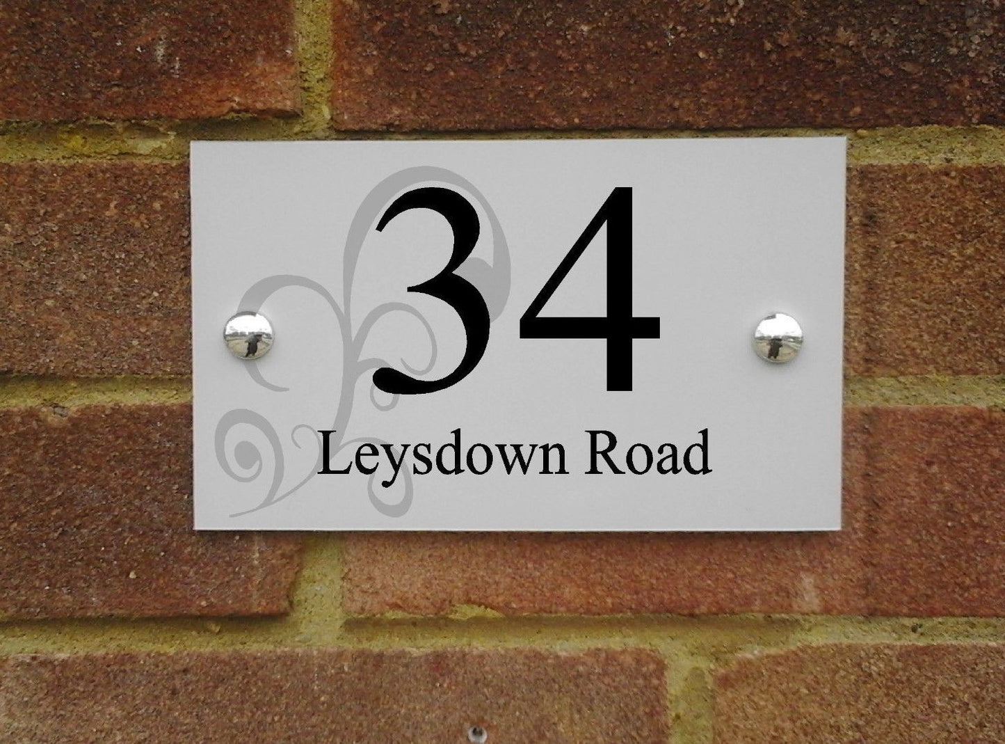 20cm x 12cm MODERN ALUMINIUM HOUSE SIGN PLAQUE DOOR NUMBER with Square or curved Edges Approx inches 8" x 5"