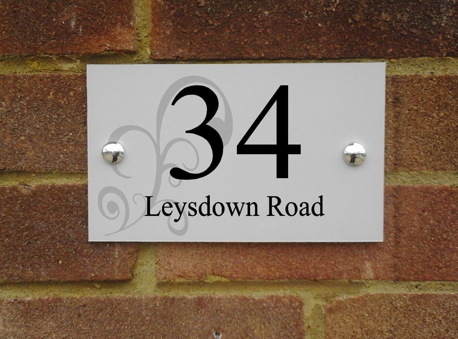 20cm x 12cm MODERN ALUMINIUM HOUSE SIGN PLAQUE DOOR NUMBER with Square or curved Edges Approx inches 8" x 5"