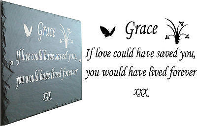 Memorial Slate Sign Plaque - Personalised for your loved one - Grave Marker with butterfly and flowers