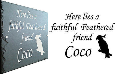 Pet Memorial Slate Sign Plaque - Personalised for your Cockatoo/Bird
