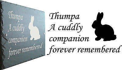 Memorial Slate Sign Plaque - Personalised for your Rabbit / Bunny