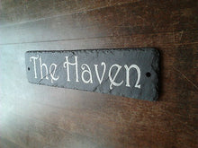 30cm x 10cm Natural Slate House Door or Gate Sign ANY MESSAGE - ANY NAME (Approx inches 12" x 4")