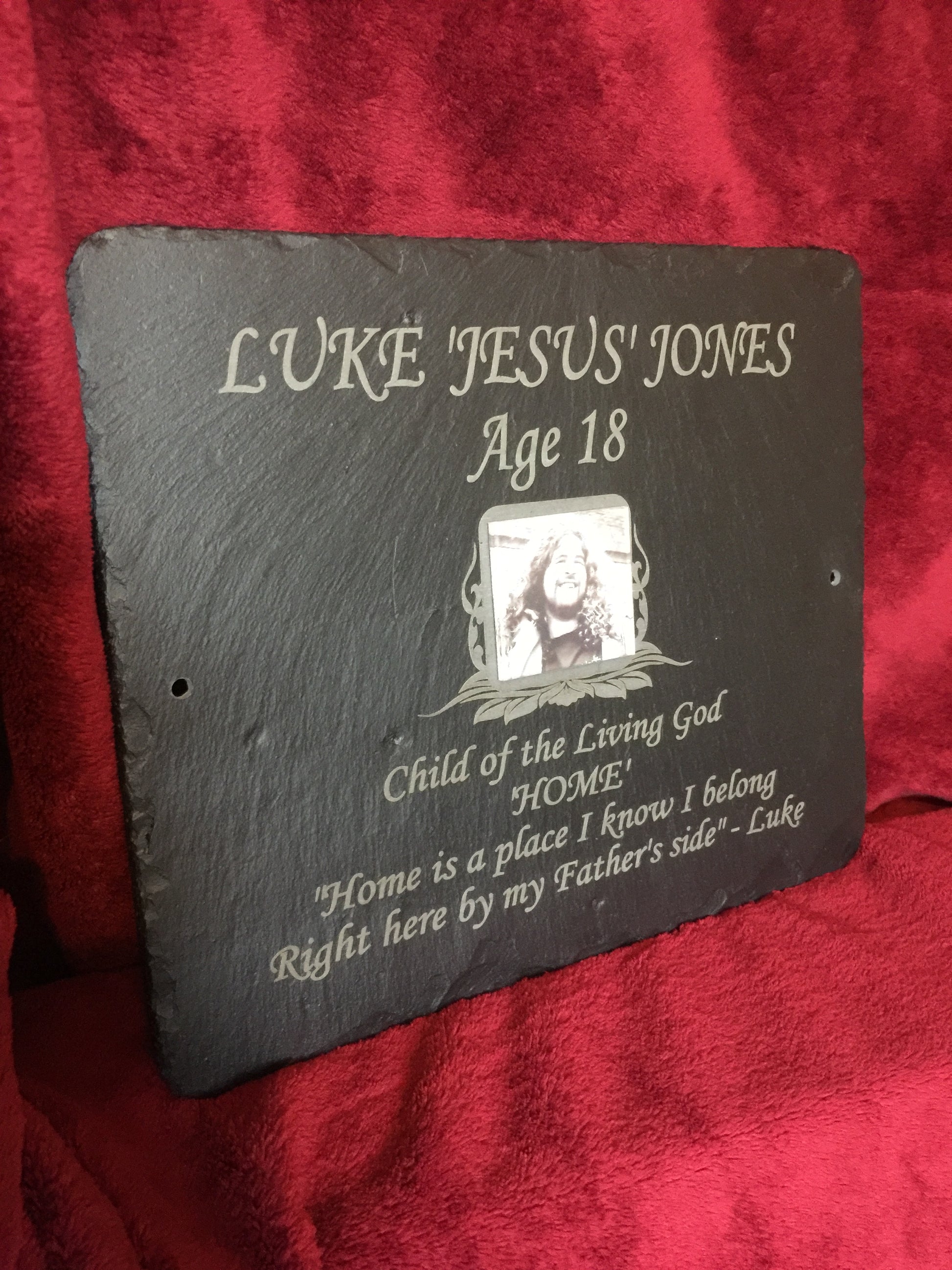 Photo plaque for a persons grave