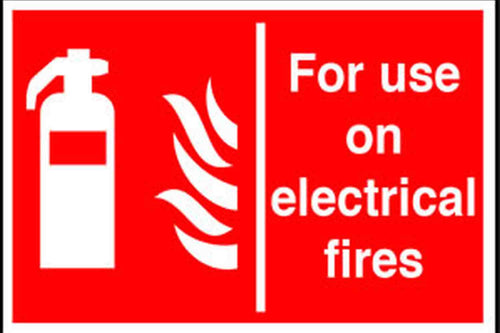 For use on electrical fires sign