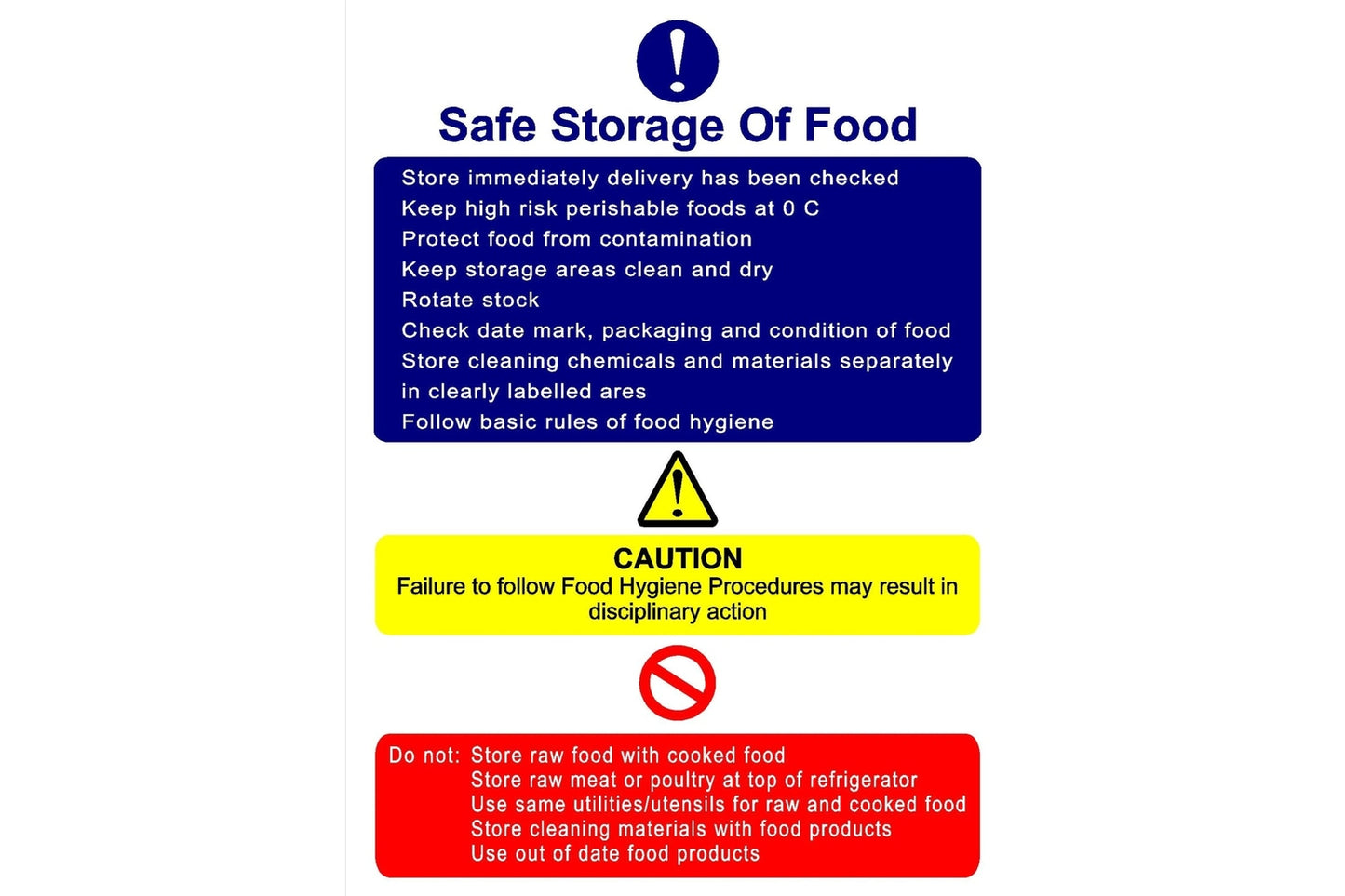 Safe Storage of Food Sign - Health & Safety Signs High Quality Interior & Exterior
