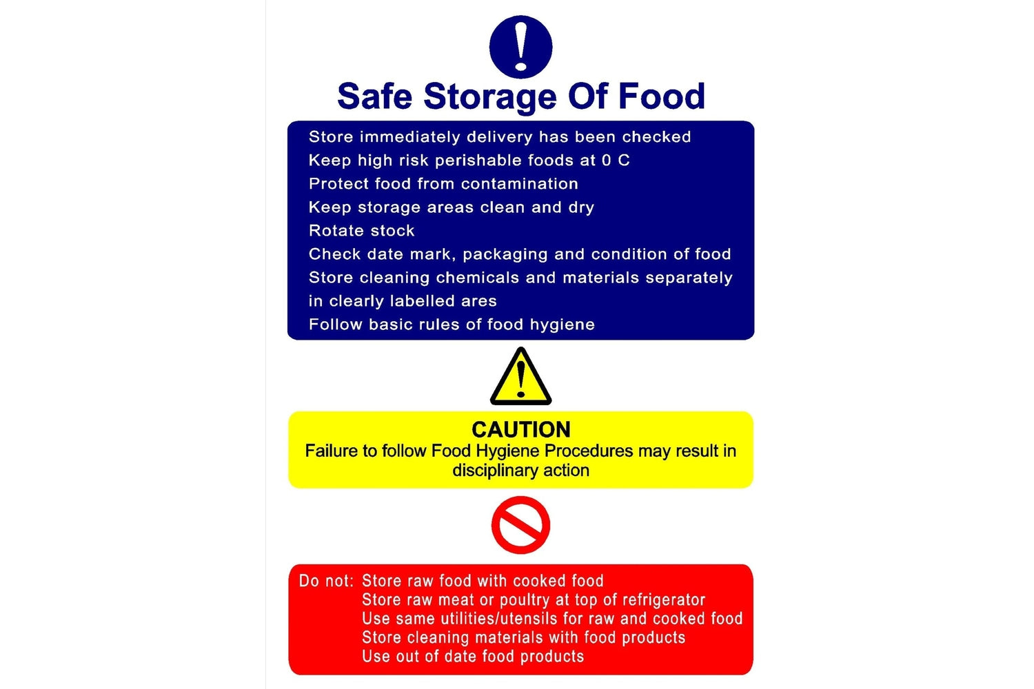 Safe Storage of Food Sign - Health & Safety Signs High Quality Interior & Exterior