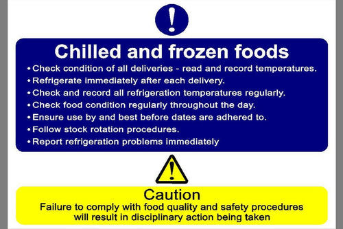 Chilled and frozen foods caution sign