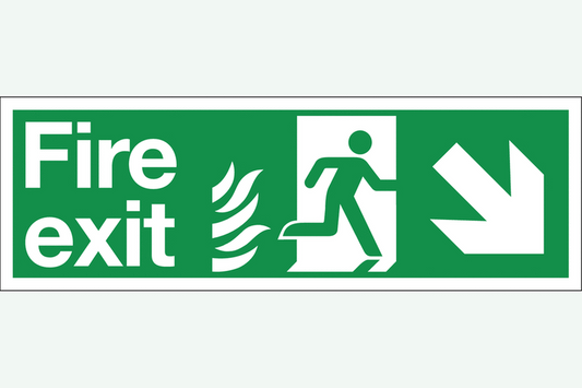 Fire Exit Arrow Down Right Disabled Sign - Health & Safety Signs High Quality Interior & Exterior