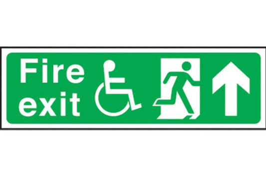 Fire Exit Arrow Straight Ahead Up Disabled Sign - Health & Safety Signs High Quality Interior & Exterior
