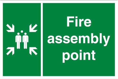 Fire assembly point stickers and signs