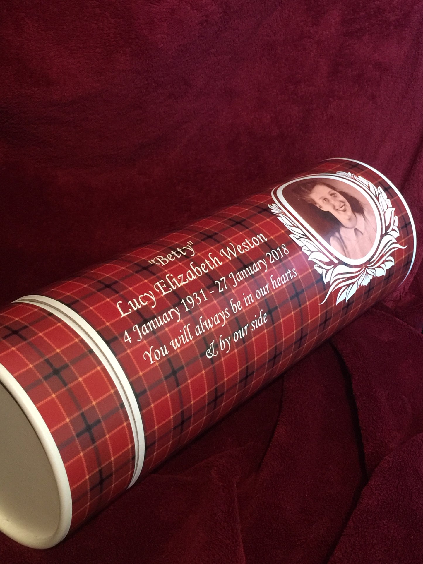 Adult Scatter Tube tartan scottish funeral ashes