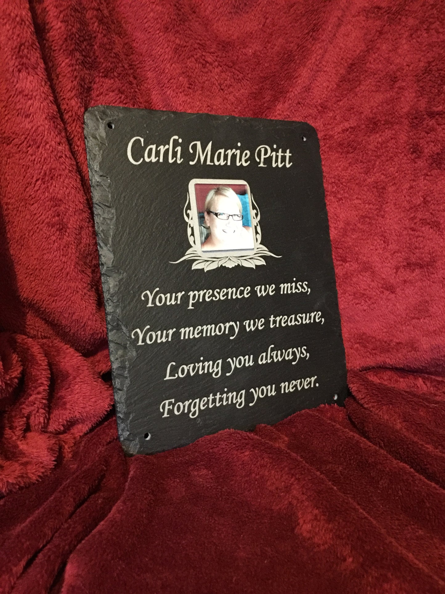 Photo plaque for a persons grave