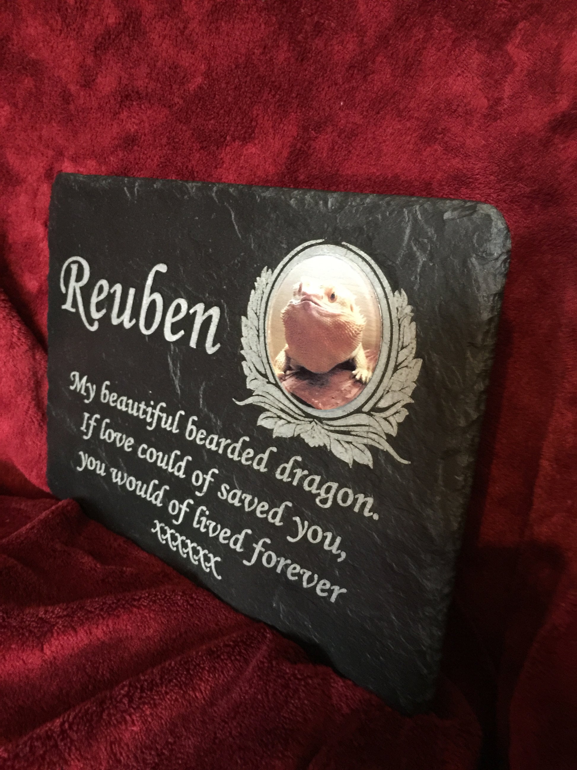 Lizard geko reptile amphibian bearded dragon memorials personalised plaque grave marker remembrance